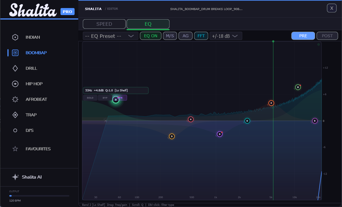 Shalita AI plugin EQ editor